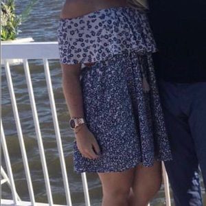 Blue and white floral printed dress